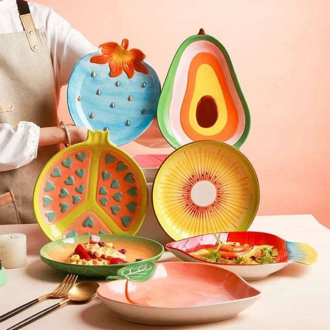 Playful Cartoon Character Ceramic Fruit Plate Collection for Fun Dining