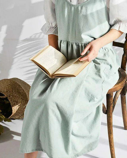 Chic Ruffled Cotton-Linen Apron for Women - Ideal for Cooking and Floral Creativity
