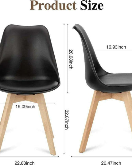 Sleek Mid-Century Dining Chair Ensemble: 4 Premium Leather-Cushioned Seats
