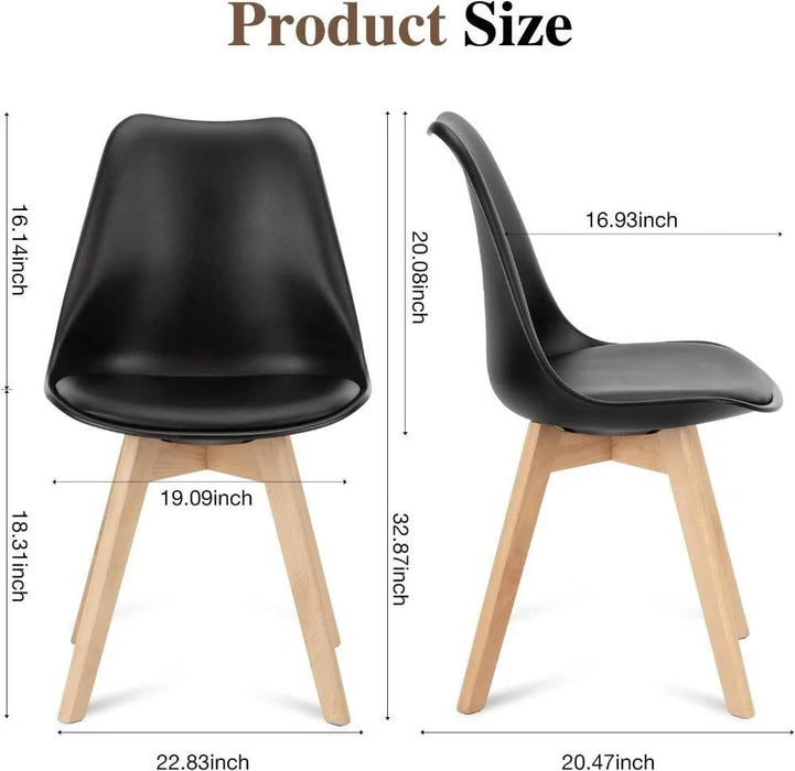 Sleek Mid-Century Dining Chair Ensemble: 4 Premium Leather-Cushioned Seats