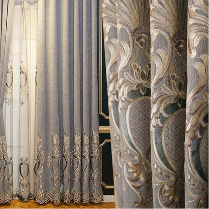 Luxury Chenille Blackout Curtains | Custom Size, Embroidered