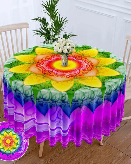 Chic 63-Inch Waterproof Dining Tablecloth: Wrinkle-Free Polyester Elegance