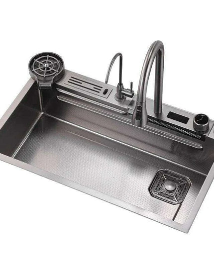 Sleek 304 Stainless Steel Waterfall Kitchen Sink Set with Touch-Control Faucet - Above Counter Installation