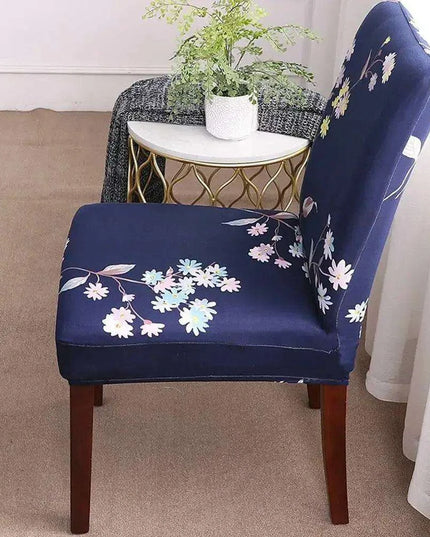Chic Dark Blue Floral Slipcover for Nordic-Inspired Chairs
