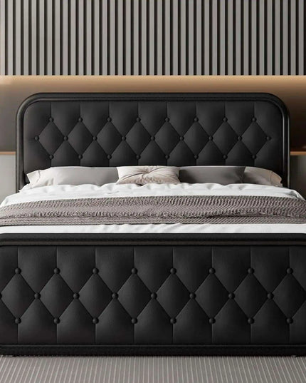 Stylish Faux Leather Bed Frame with Sturdy Support and Smart Under-Bed Storage Solutions