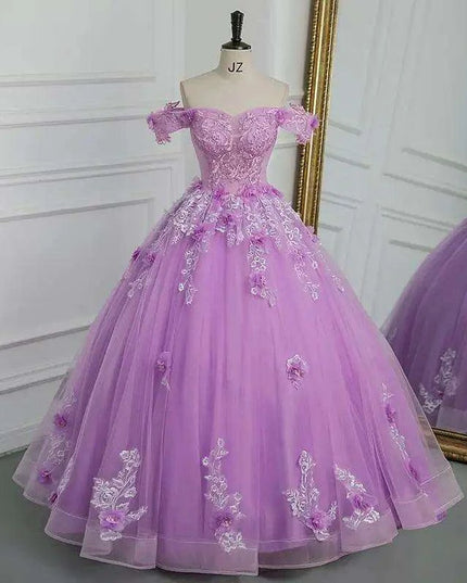 Stunning Off-The-Shoulder Cerulean Quinceanera Ball Gown with Graceful Lace Details and Dramatic Train