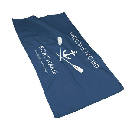 Stylish Customizable Dark Blue Nautical Microfiber Towel Set - Luxury Redefined for Every Occasion