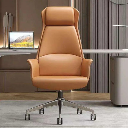 Luxury Nordic-Inspired Executive Leather Office Chair with Swivel and Recline