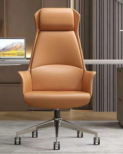 Luxury Nordic-Inspired Executive Leather Office Chair with Swivel and Recline