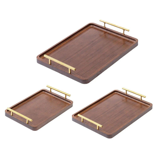 Chic Wooden Serving Tray with Metallic Handles - Stylish Snack and Decor Piece for Every Event