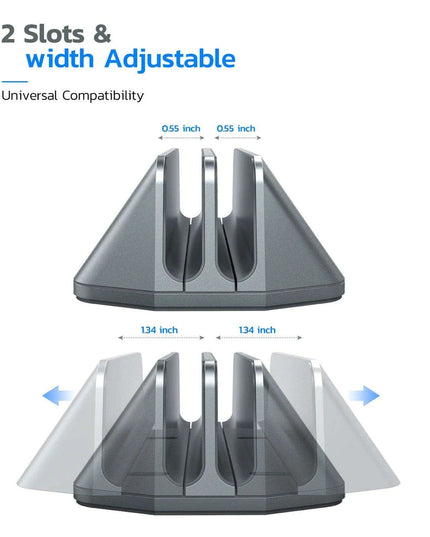 Adjustable Aluminum Vertical Laptop Stand for Enhanced Workspace Organization - Compatible with Devices Up to 17.3"