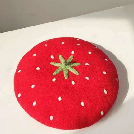 Charming Handcrafted Pumpkin Wool Beret with Leaf Embellishments for Fall and Winter Fashion