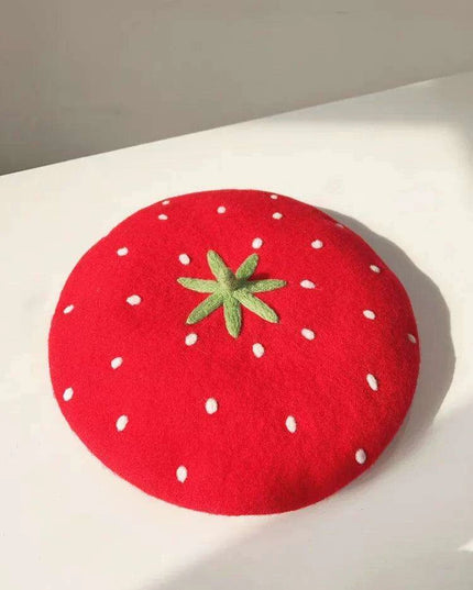 Charming Handcrafted Pumpkin Wool Beret with Leaf Embellishments for Fall and Winter Fashion