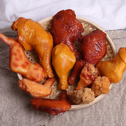 Realistic PVC Fried Chicken Legs and Wings Props for KFC-Themed Events and Displays