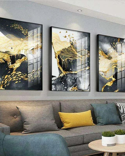 Luxe Golden Marble Canvas Art: Elevate Your Contemporary Home Aesthetic