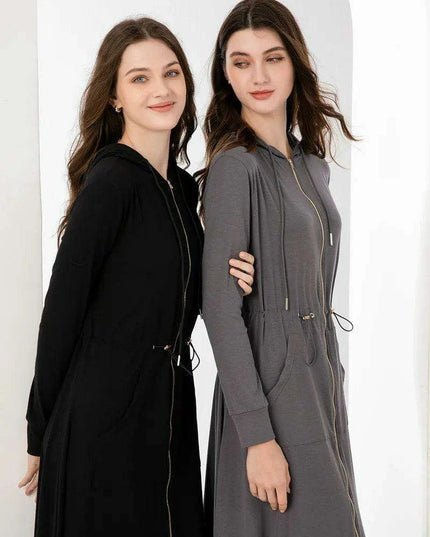 Elegant Summer Modal Dress with Gold Zipper and Comfortable Loose Fit