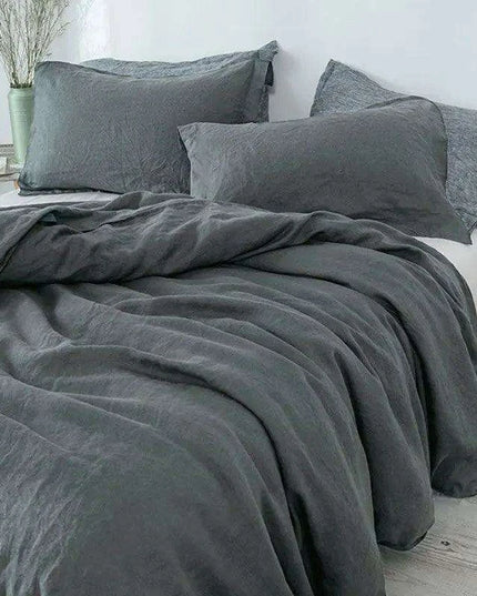 Luxurious French Linen Bedding Set - Enzyme Washed Four-Piece Collection