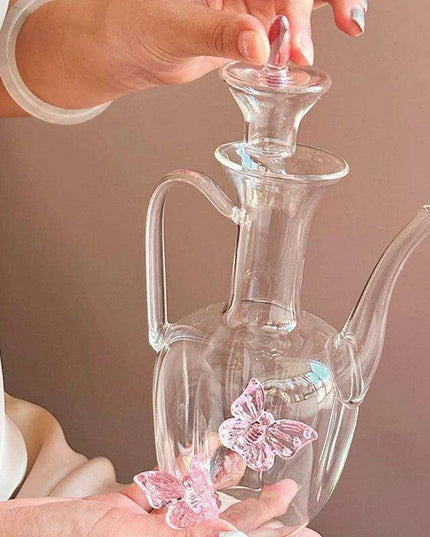 Delightful Pink Butterfly Glass Tea Set - The Ultimate Gift for Romantic Tea Lovers