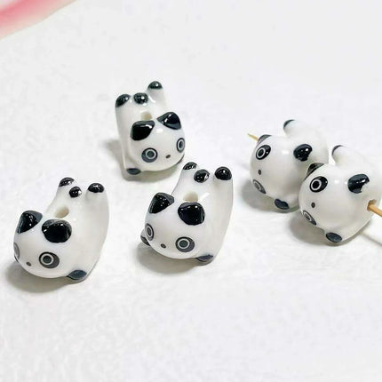 Charming Anime-Inspired Lucky Cat Ceramic Beads for Creative Jewelry Projects - 15x21mm Porcelain Essentials with Vertical Hole