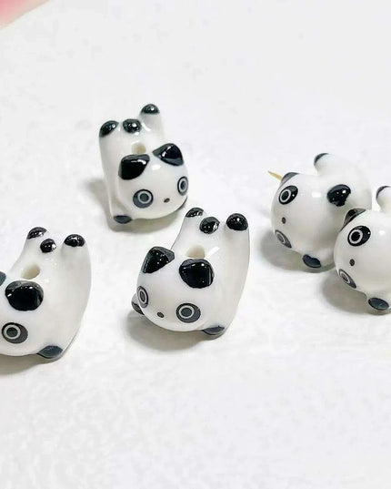 Charming Anime-Inspired Lucky Cat Ceramic Beads for Creative Jewelry Projects - 15x21mm Porcelain Essentials with Vertical Hole
