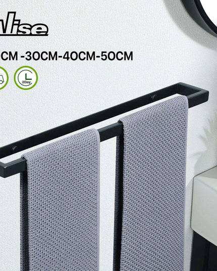 Versatile Matte Black Stainless Steel Towel Rack with Adjustable Sizing and Wall Mounting Flexibility