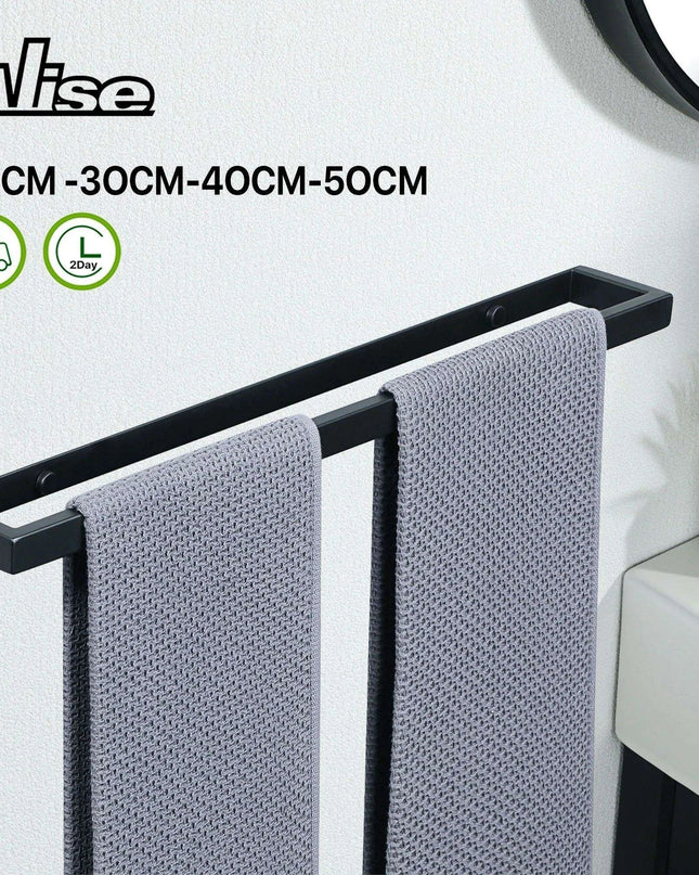 Versatile Matte Black Stainless Steel Towel Rack with Adjustable Sizing and Wall Mounting Flexibility