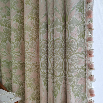 Powder Cream Jacquard Chenille Blackout Curtains