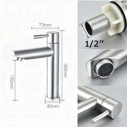 Modern Elegance Stainless Steel Faucet - Premium Ceramic Valve Bathroom Tap