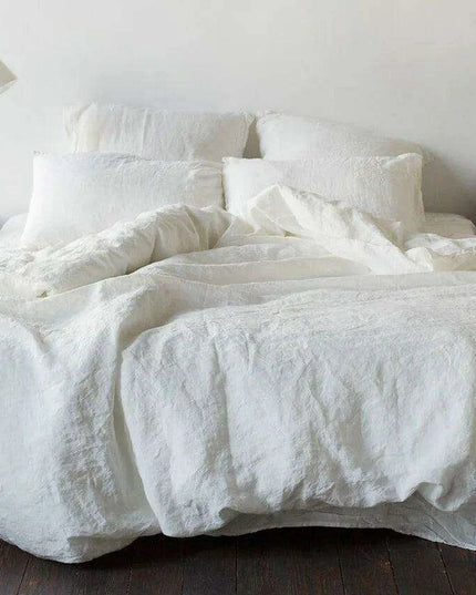 Luxurious French Linen Bedding Set - Enzyme Washed Four-Piece Collection