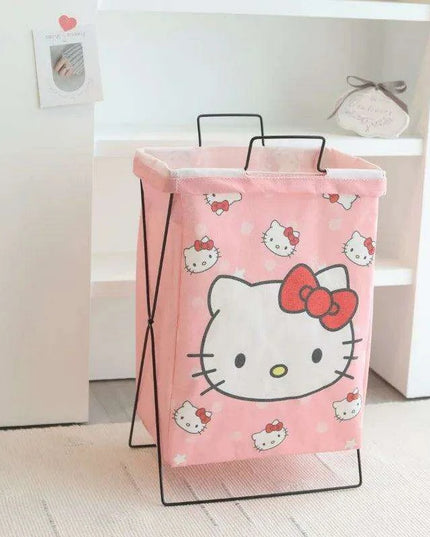 Hello Kitty Stylish Foldable Laundry Hamper: Sturdy Iron Frame & Waterproof Design - Spacious Organizer