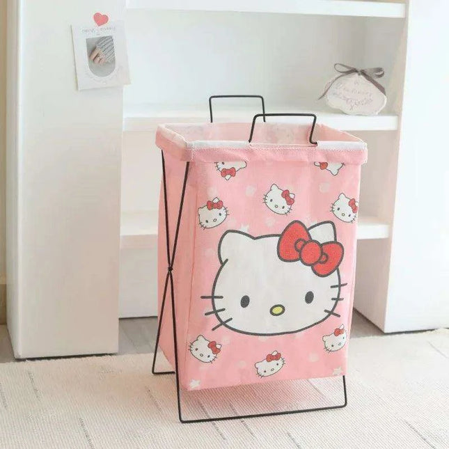 Hello Kitty Stylish Foldable Laundry Hamper: Sturdy Iron Frame & Waterproof Design - Spacious Organizer