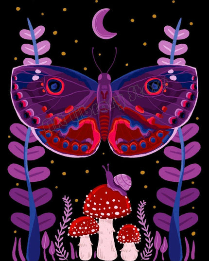 Enchanting Insect Canvas Art: Vibrant Moth and Golden Beetle Decor for a Playful Home