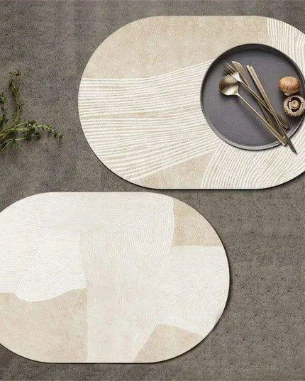 Sophisticated Oval Leather Dining Placemats Set with Heat Resistance and Non-Slip Design - Perfect for Every Meal