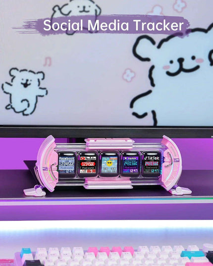 Pixel Paradise Divoom Times Gate Digital Clock for Gamers | Creative Display & Social Media Hub (Pink)