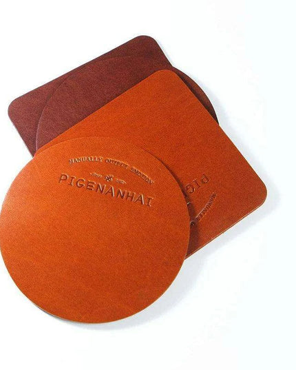 Elegant Handcrafted Italian Leather Coasters - Premium Heat-Resistant Drink Mats