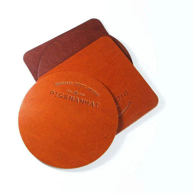 Elegant Handcrafted Italian Leather Coasters - Premium Heat-Resistant Drink Mats