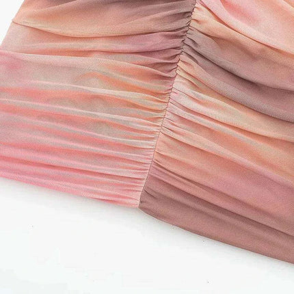 Chic Backless Mini Dress with Vibrant Tie Dye and Ruffles - Must-Have for Summer Parties