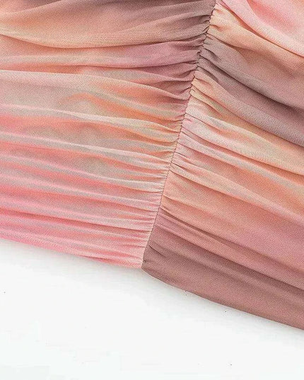 Chic Backless Mini Dress with Vibrant Tie Dye and Ruffles - Must-Have for Summer Parties