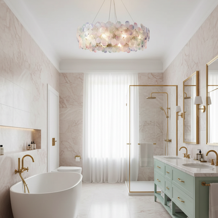 Flower Petal LED Glass Pendant Chandelier – 3-Colour Dimmable