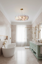 Flower Petal LED Glass Pendant Chandelier – 3-Colour Dimmable