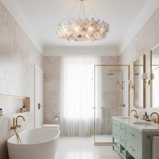 Flower Petal LED Glass Pendant Chandelier – 3-Colour Dimmable