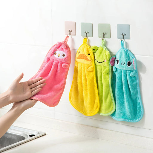 Coral Fleece Cartoon Animal Hand Towel for Kids