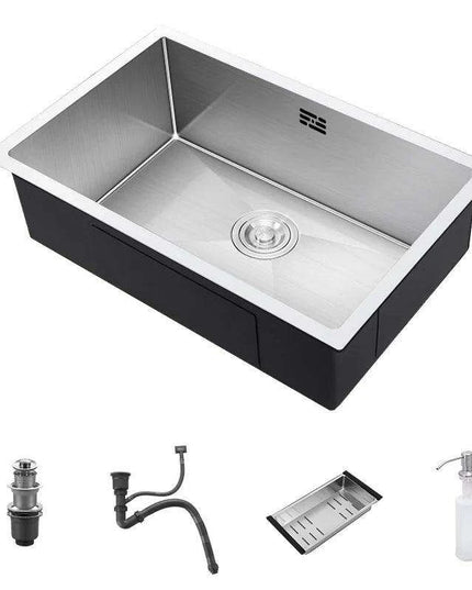 Premium 304 Stainless Steel Handmade Bar Sink Set with Rear Drain and Noise Reduction Features
