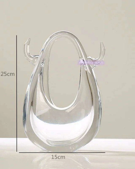 Stylish Bag-Inspired Glass Vase for Contemporary Home Decor and Plant Presentation
