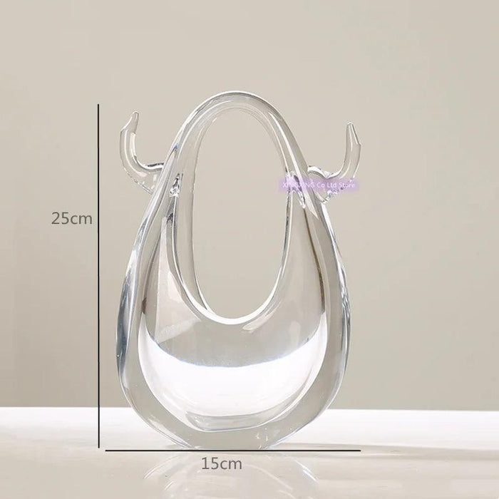 Stylish Bag-Inspired Glass Vase for Contemporary Home Decor and Plant Presentation
