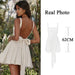 Elegant White Cotton Petite Dress with Backless Detail and Oversized Bow - Perfect for Any Event!