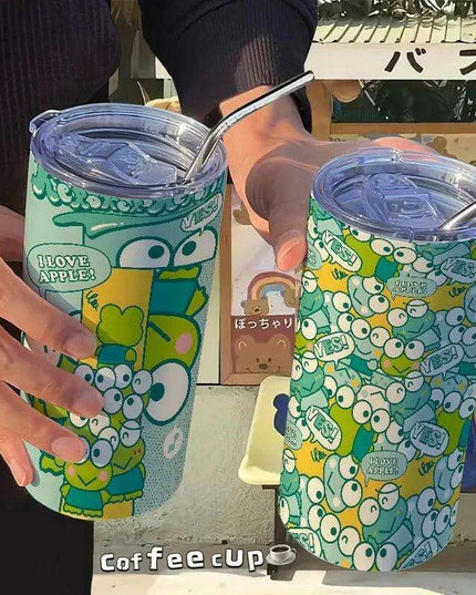 Cute Keroppi Stainless Steel Thermos Cup - Kawaii Portable High Capacity Water Bottle