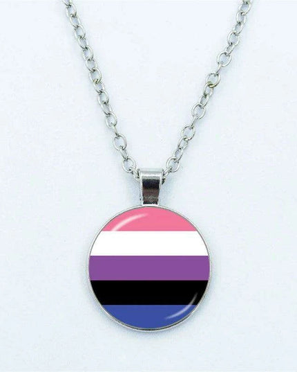 Vibrant Customizable Rainbow Glass Pendant Necklace for Love and Pride Celebration