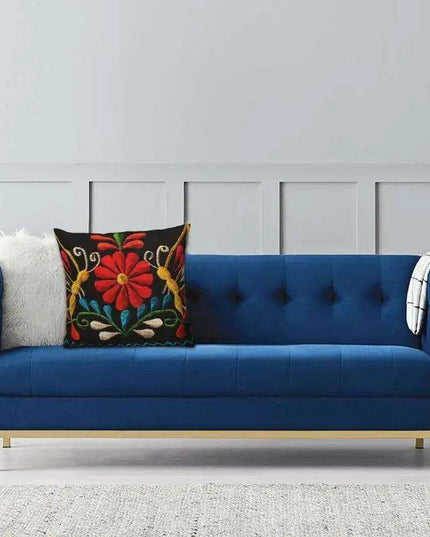 Exquisite Velvet Cushion Covers Featuring Mexican Butterfly and Floral Embroidery for Stylish Home Decor