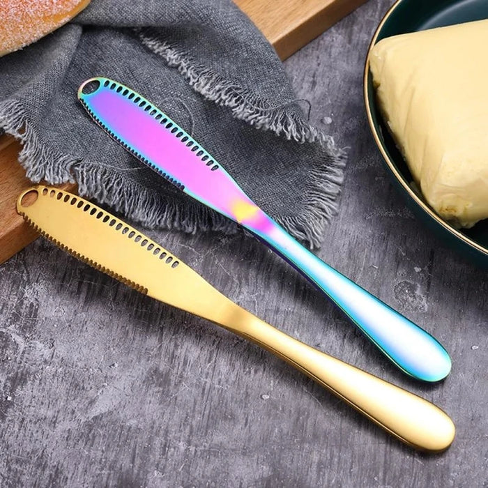 Colorful Stainless Steel Butter Knife with Unique Hole Design - Essential for Spreading Butter and Cheese